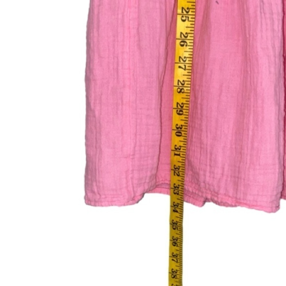 GAP Mini Dress Crinkle Gauze Puff Short Sleeve Tiered Pink Women Size S - Picture 8 of 12